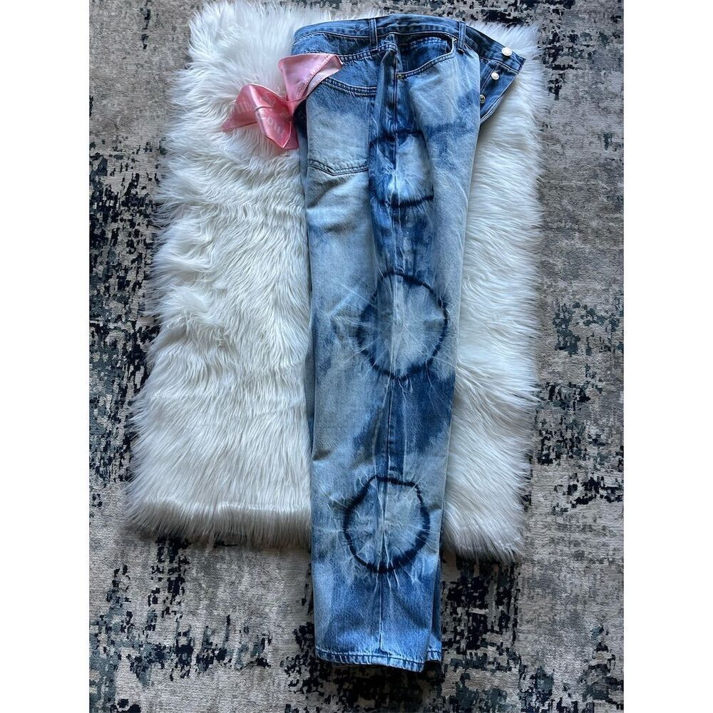 🆕 Juicy Couture Women's Relaxed Fit Tie Dye Denim 100% Cotton Jeans Size 31 Blue - Picture 9 of 13